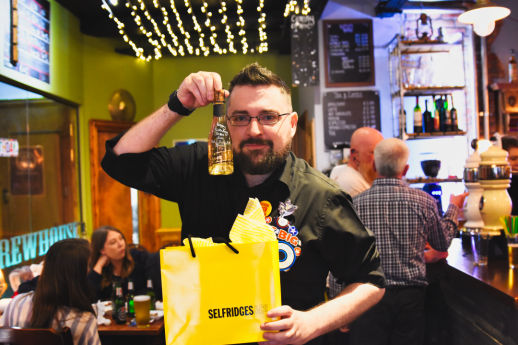 A Man celebrating his 40th with a big fat cigar