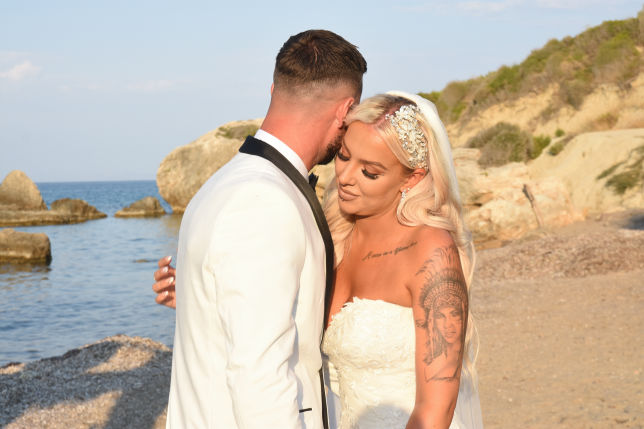 bride and groom just after getting married 