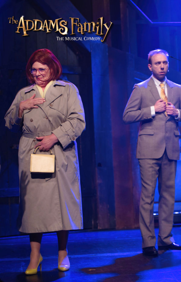 Female and male actress and actor  playing  the Beinekes form The Addams family the musical 