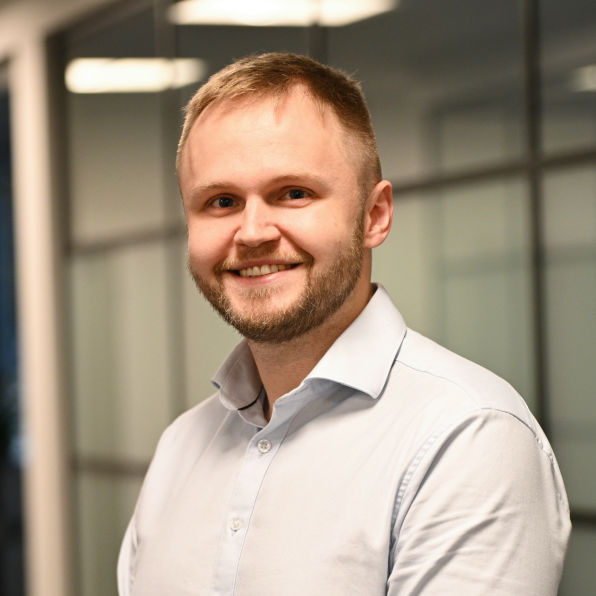 Male corporate headshot at there place of work 